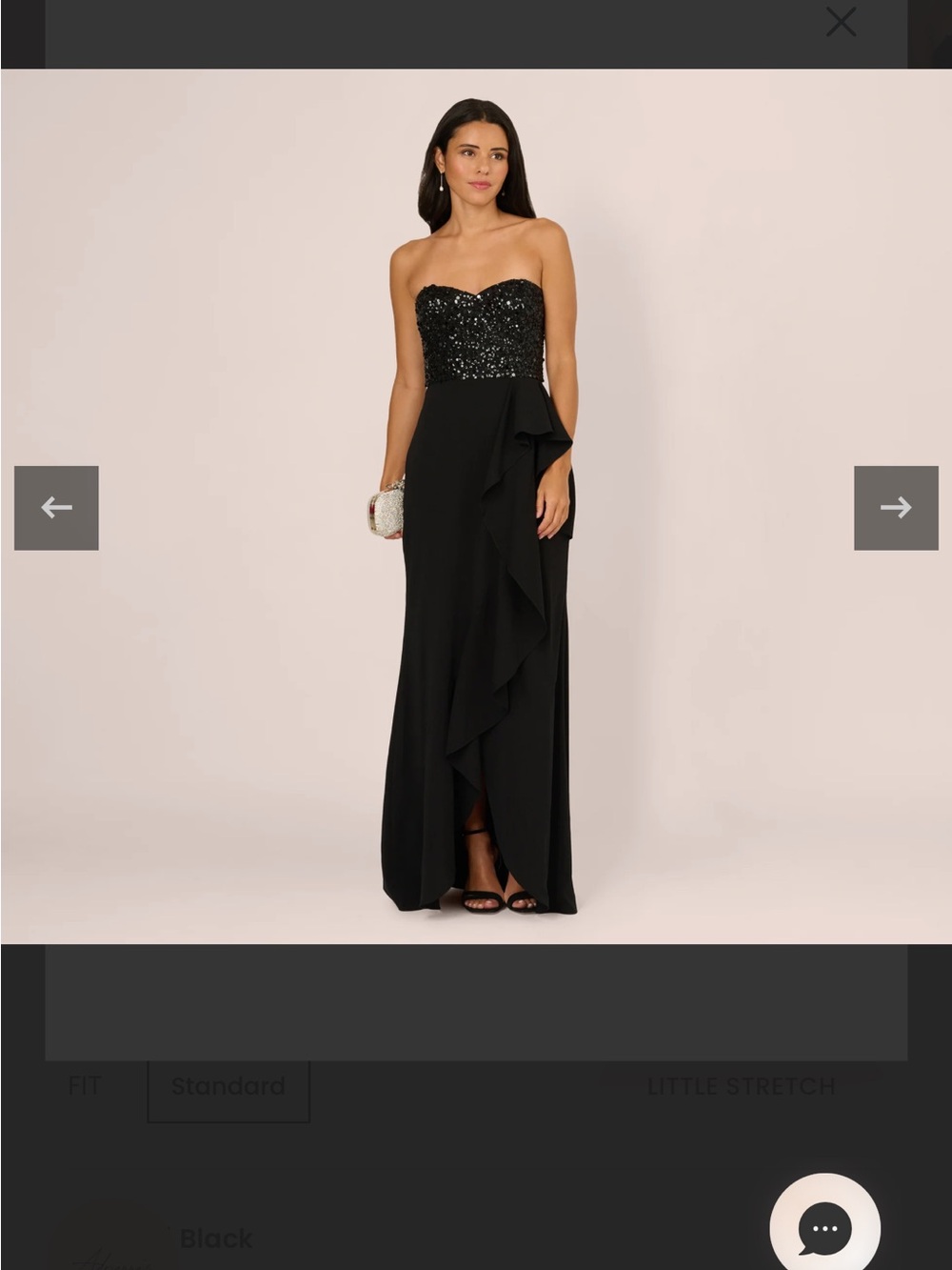 Nwot -Unworn Adrianna Papell Strapless Sequin Ruffle Combo Gown In Black size 4